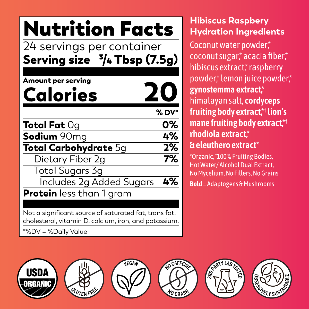 Raspberry Hibiscus Hydration 6 oz - Just Add Water!