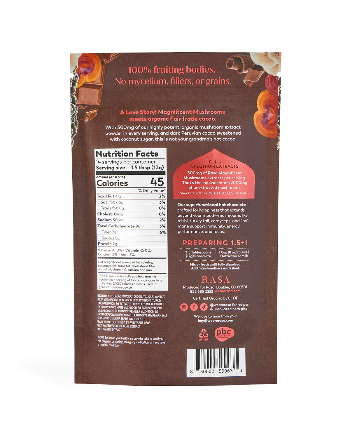 MAGNIFICENT MUSHROOMS HOT CHOCOLATE | 6 oz/24 svgs